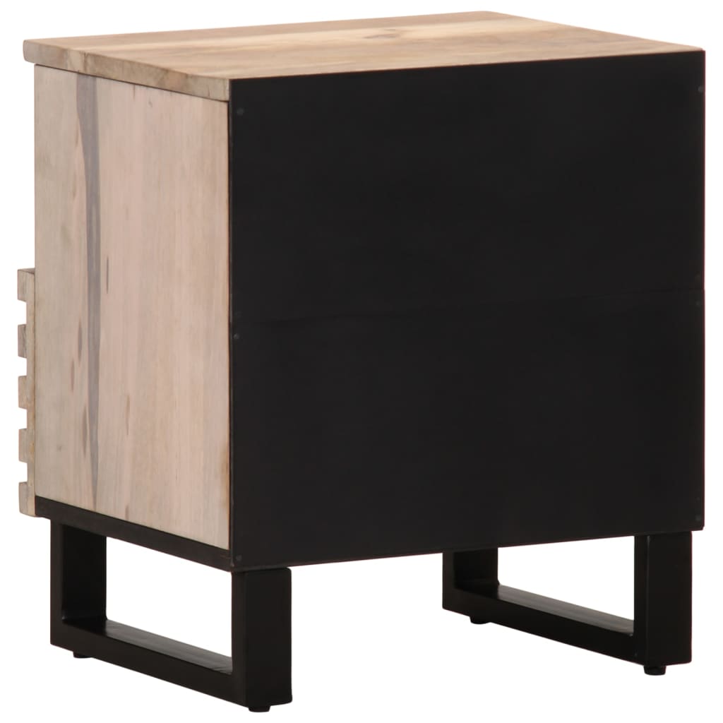 Mesita de noche Brezo 1 cajón + compartimento madera mango blanqueado natural 46x40x34 cm posterior