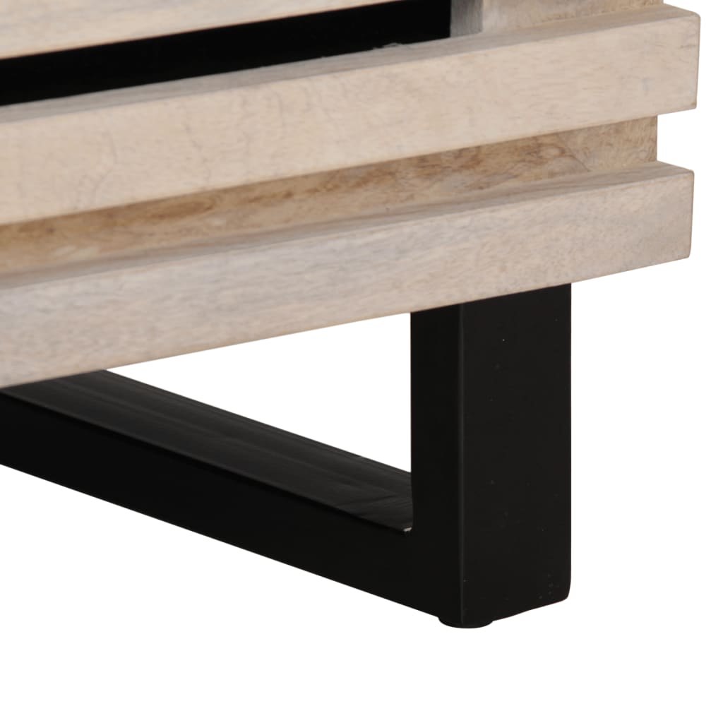 Mesita de noche Brezo 1 cajón + compartimento madera mango blanqueado natural 46x40x34 cm detalle pata