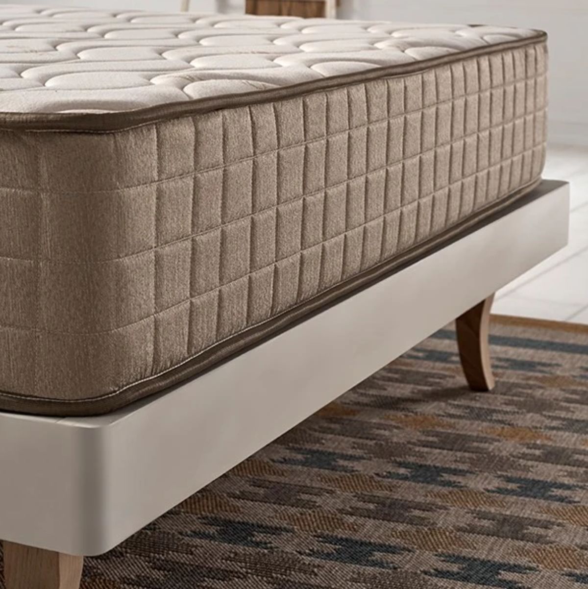 Colchón viscoelástico Tencel núcleo micropartículas de carbono beige 20 cm detalle