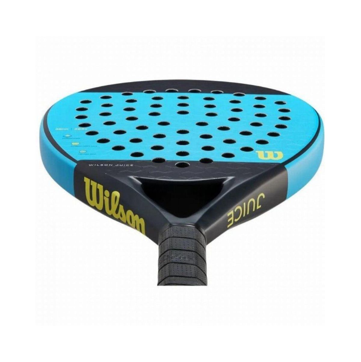 Pala de pádel Wilson Juice 2 forma lágrima fibra de carbono intermedio-avanzado azul/negro 365 gr