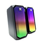 Pack de 2 altavoces Woxter Big Bass 97 BT 20W 6 modos de luz Bluetooth negro 180 cm fondo blanco