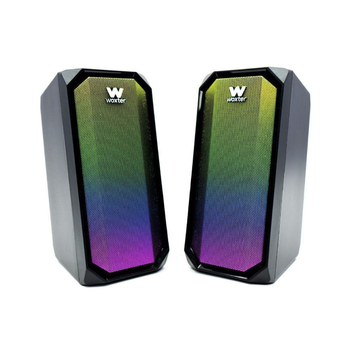 Pack de 2 altavoces Woxter Big Bass 97 BT 20W 6 modos de luz Bluetooth negro 180 cm