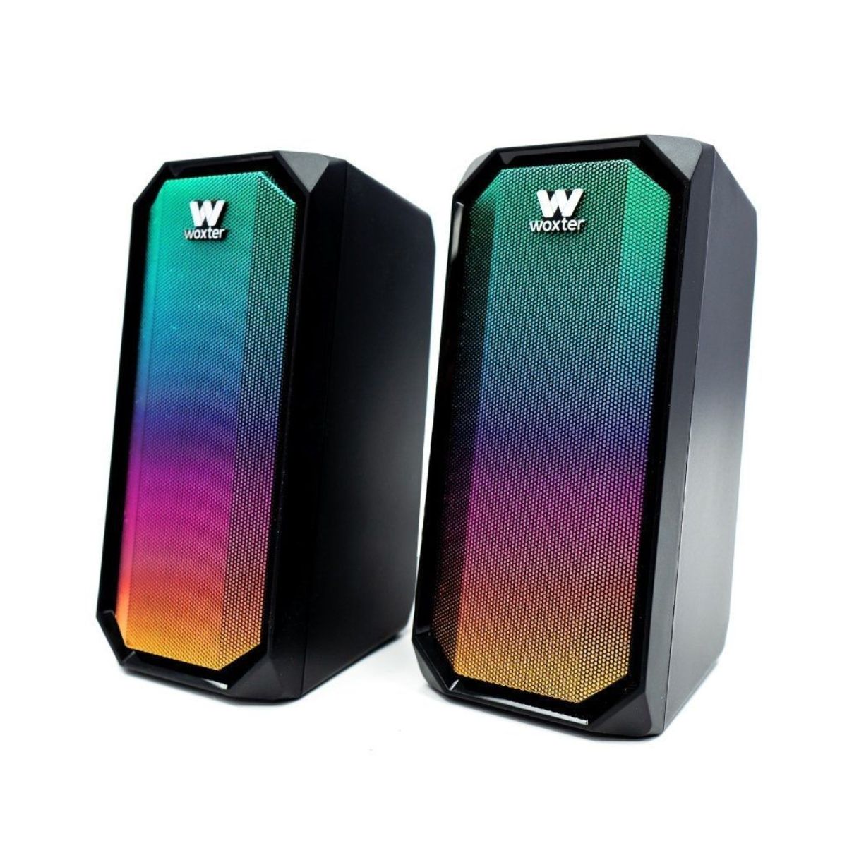 Pack de 2 altavoces Woxter Big Bass 97 BT 20W 6 modos de luz Bluetooth negro 180 cm