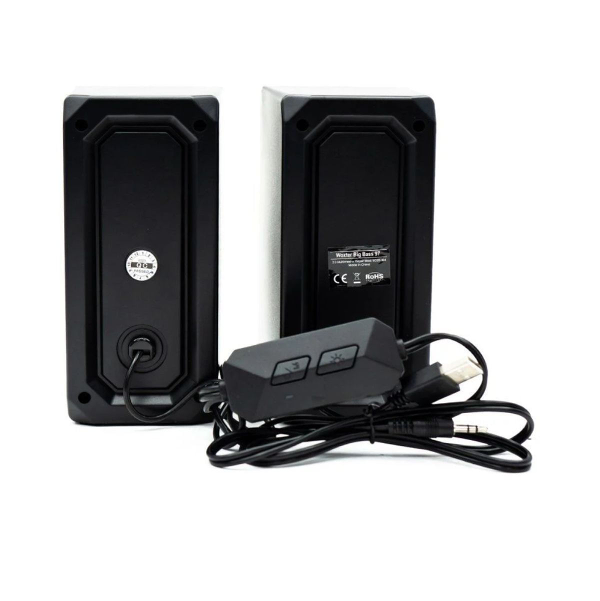 Pack de 2 altavoces Woxter Big Bass 97 BT 20W 6 modos de luz Bluetooth negro 180 cm posterior