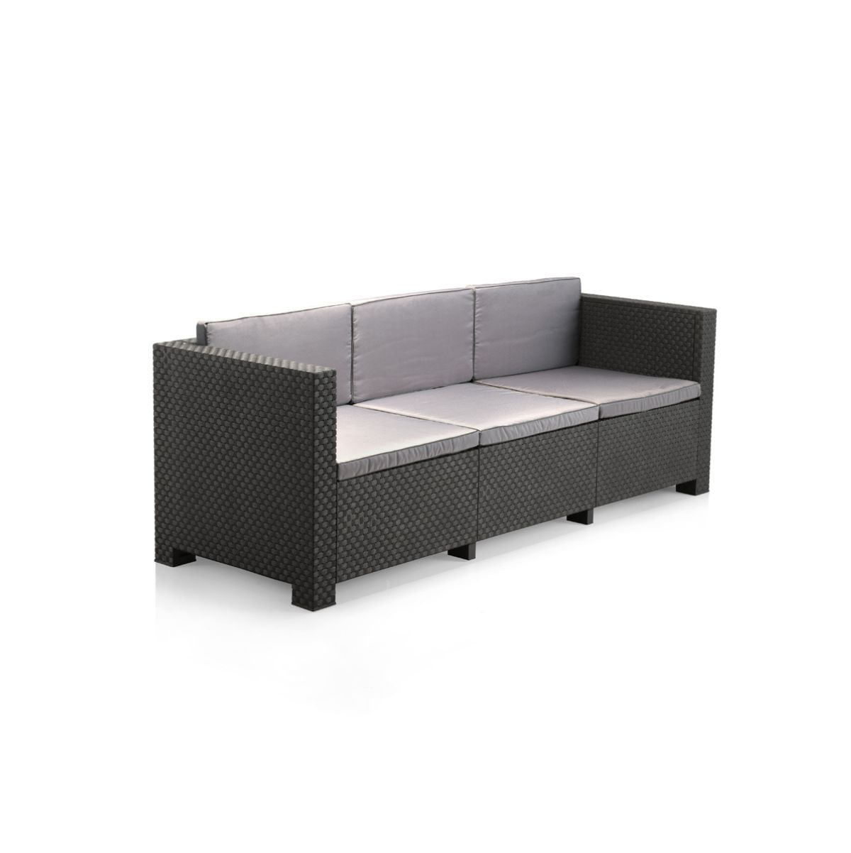 Conjunto de jardín Diva Tropea 2 sillones + 1 sofá 3P + mesa de centro antracita sillon