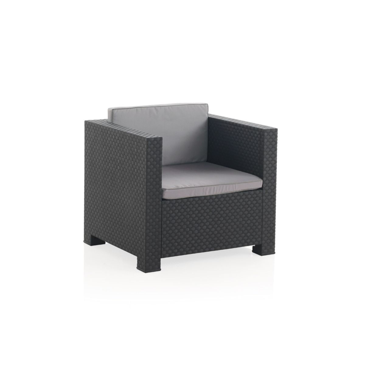Conjunto de jardín Diva Tropea 2 sillones + 1 sofá 3P + mesa de centro antracita asiento