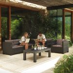 Conjunto de jardín Diva Tropea 2 sillones + 1 sofá 3P + mesa de centro antracita ambientada