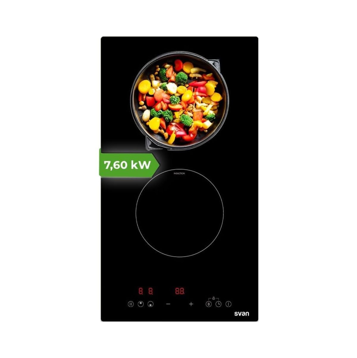 Placa inducción Svan SI2301 3500W 2 zonas control táctil cristal negro 59 cm