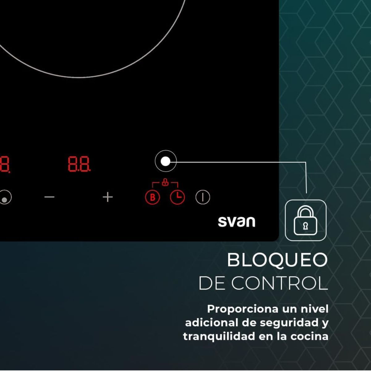 Placa inducción Svan SI2301 3500W 2 zonas control táctil cristal negro 59 cm