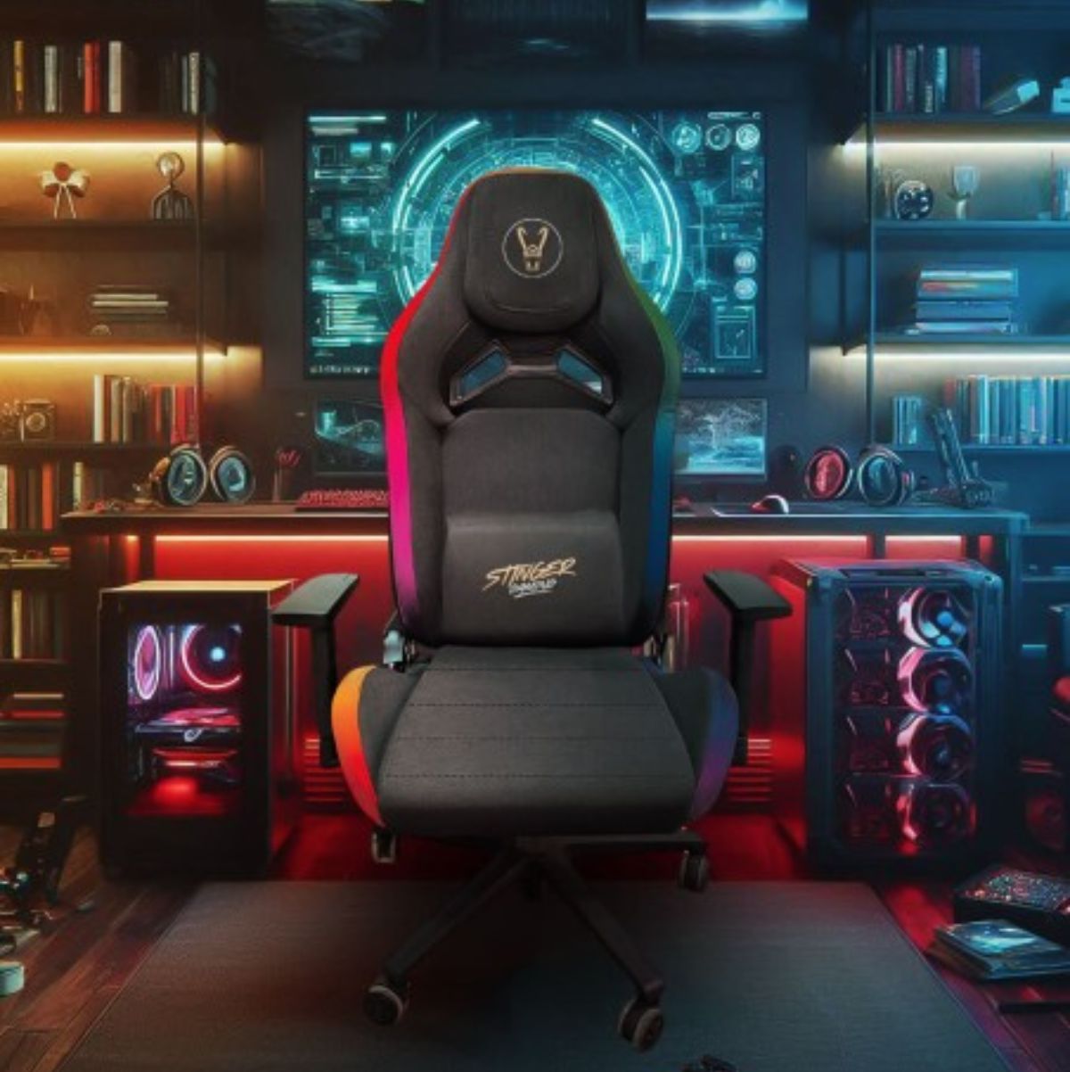 Silla gaming Woxter Stinger Station Elite con luces LED negro 128-137x72x57-120 cm animada