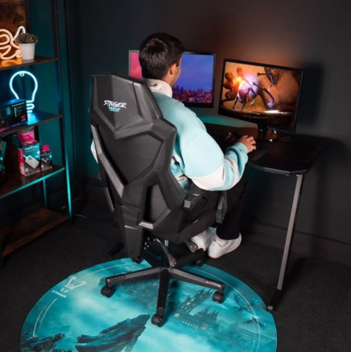 Silla gaming Woxter Stinger Station Sense altura + respaldo ajustable negro 114,5-124,5x65x51 cm animada