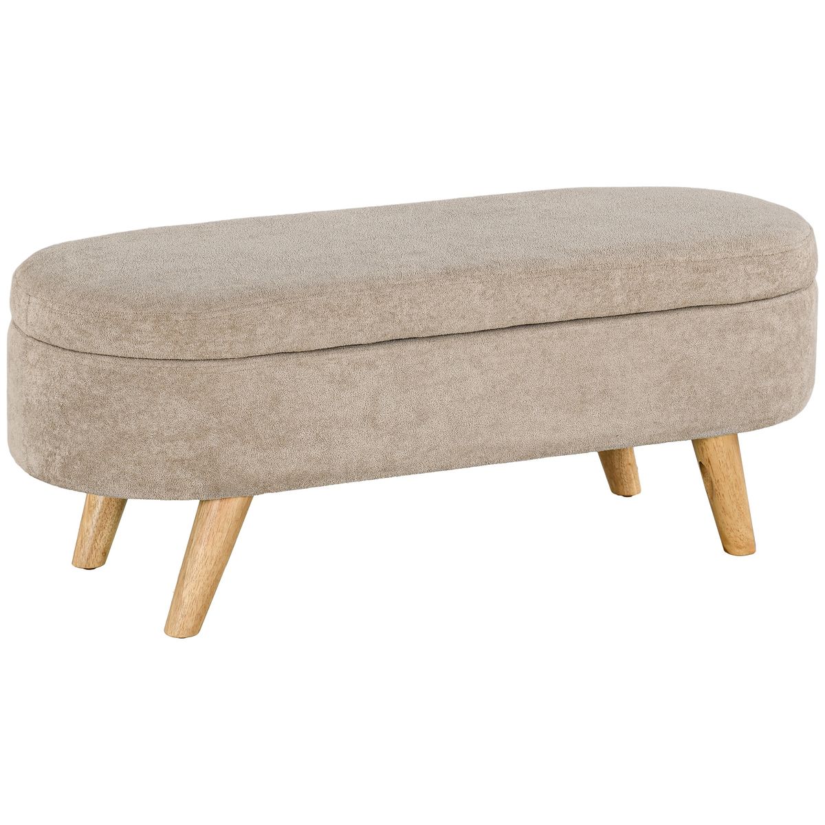 Banco de almacenaje Lavanda Homcom con patas asiento acolchado beige 43x110x40 cm fondo blanco