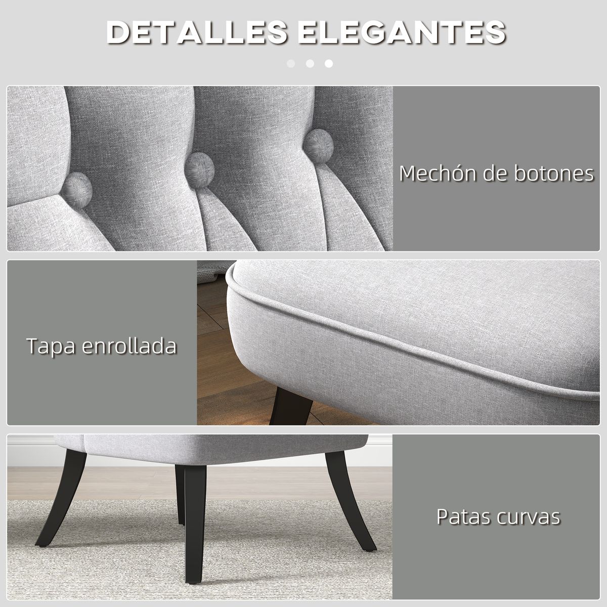Butaca Kentia Homcom con cojín gris 77x52,5x69 cm