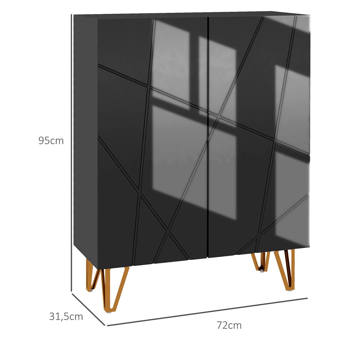 Zapatero Pro Homcom 2 puertas + 5 estantes negro 97x72x31,5 cm
