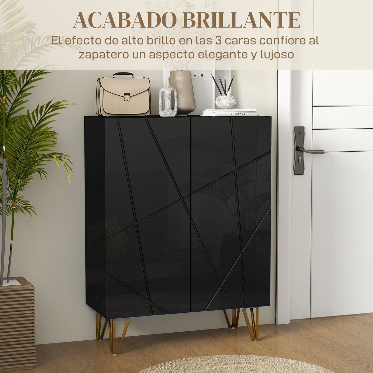 Zapatero Pro Homcom 2 puertas + 5 estantes negro 97x72x31,5 cm