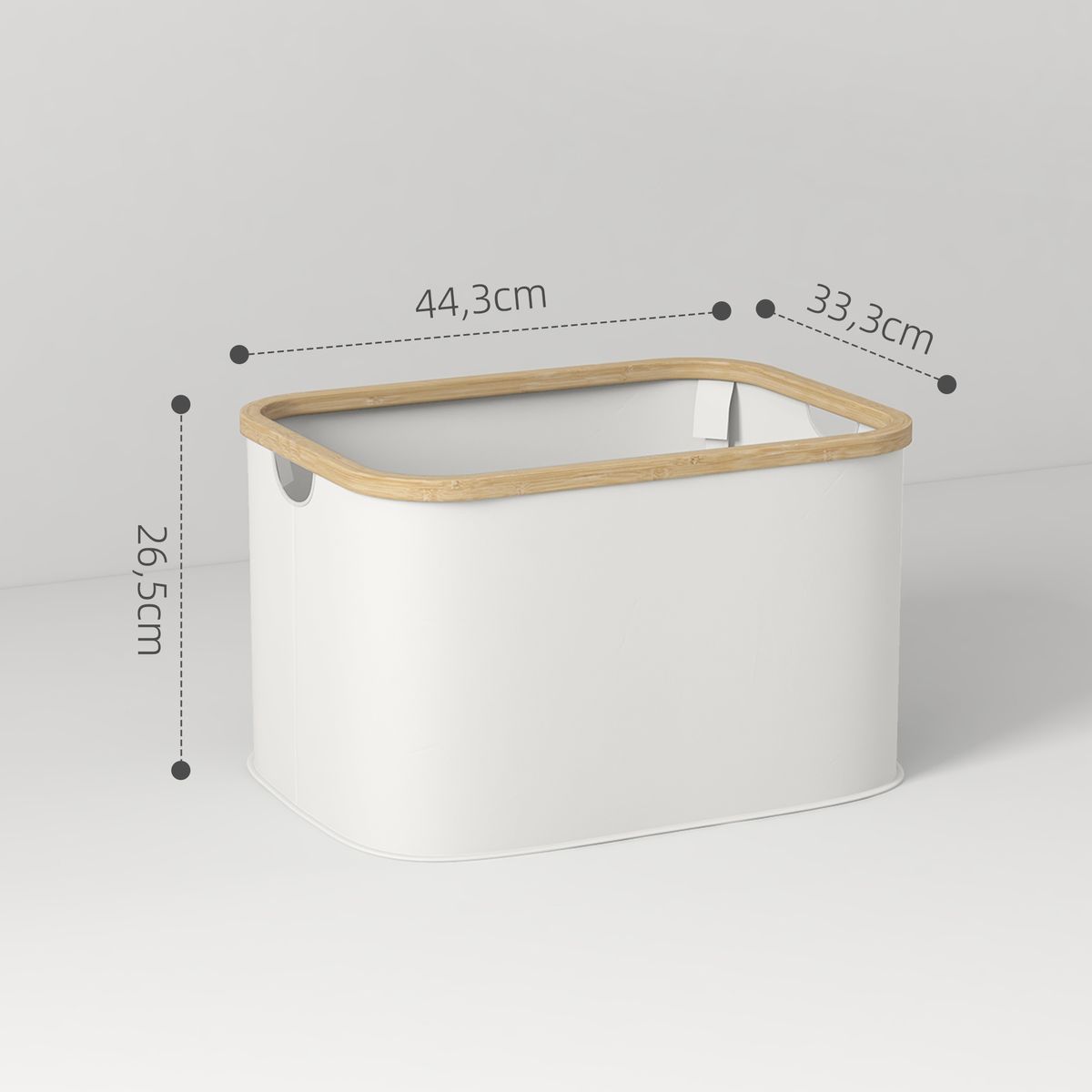 Cesto para la colada Lore 36L con asas blanco 26,5x44,3x33,3 cm  medidas