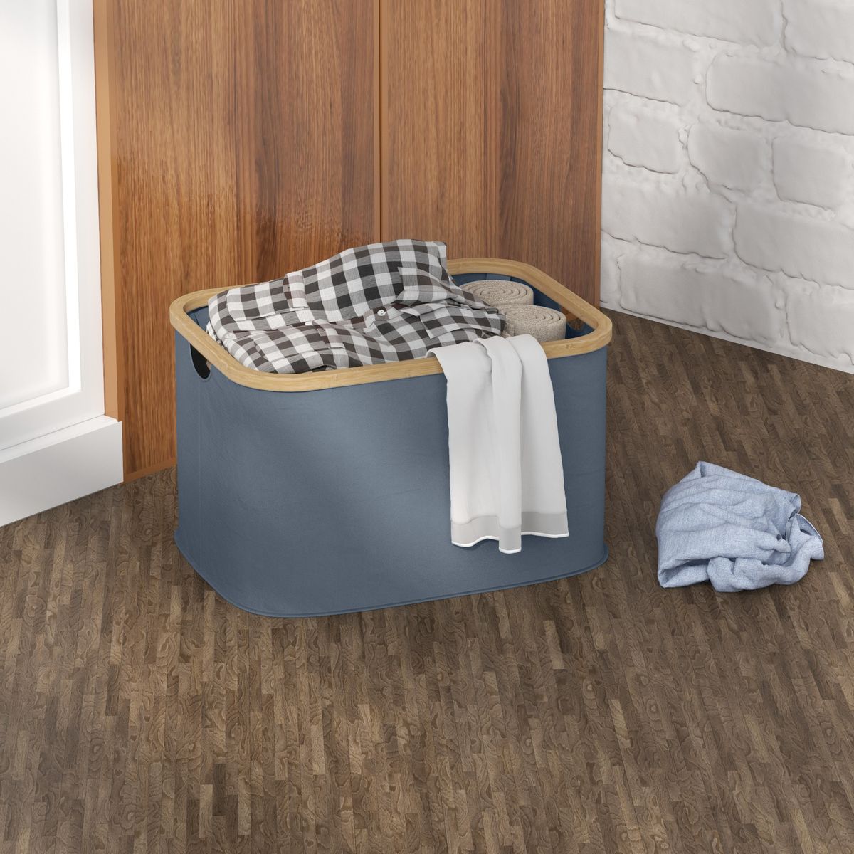 Cesto para la colada Lore 36L con asas azul 26,5x44,3x33,3 cm  animada