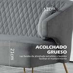 Sofá Azaki Homcom 2 plazas + almohadas + reposabrazos gris 76x124x69 cm