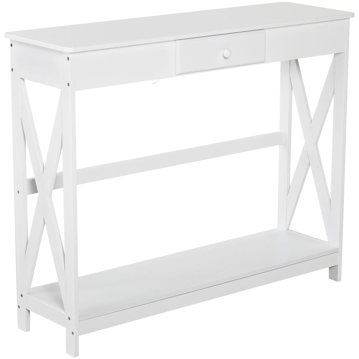 Recibidor Azufre Homcom 1 cajón + estante blanco 81x100x30 cm fondo blanco