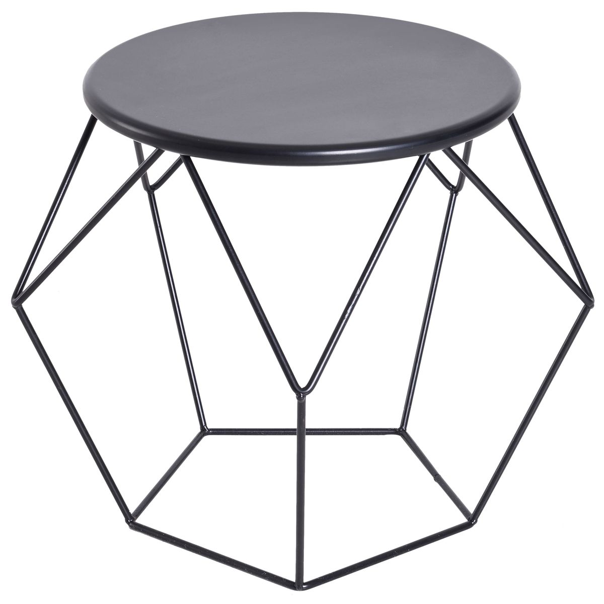 Mesa auxiliar Barita Homcom redonda negro Ø51x44 cm fondo blanco