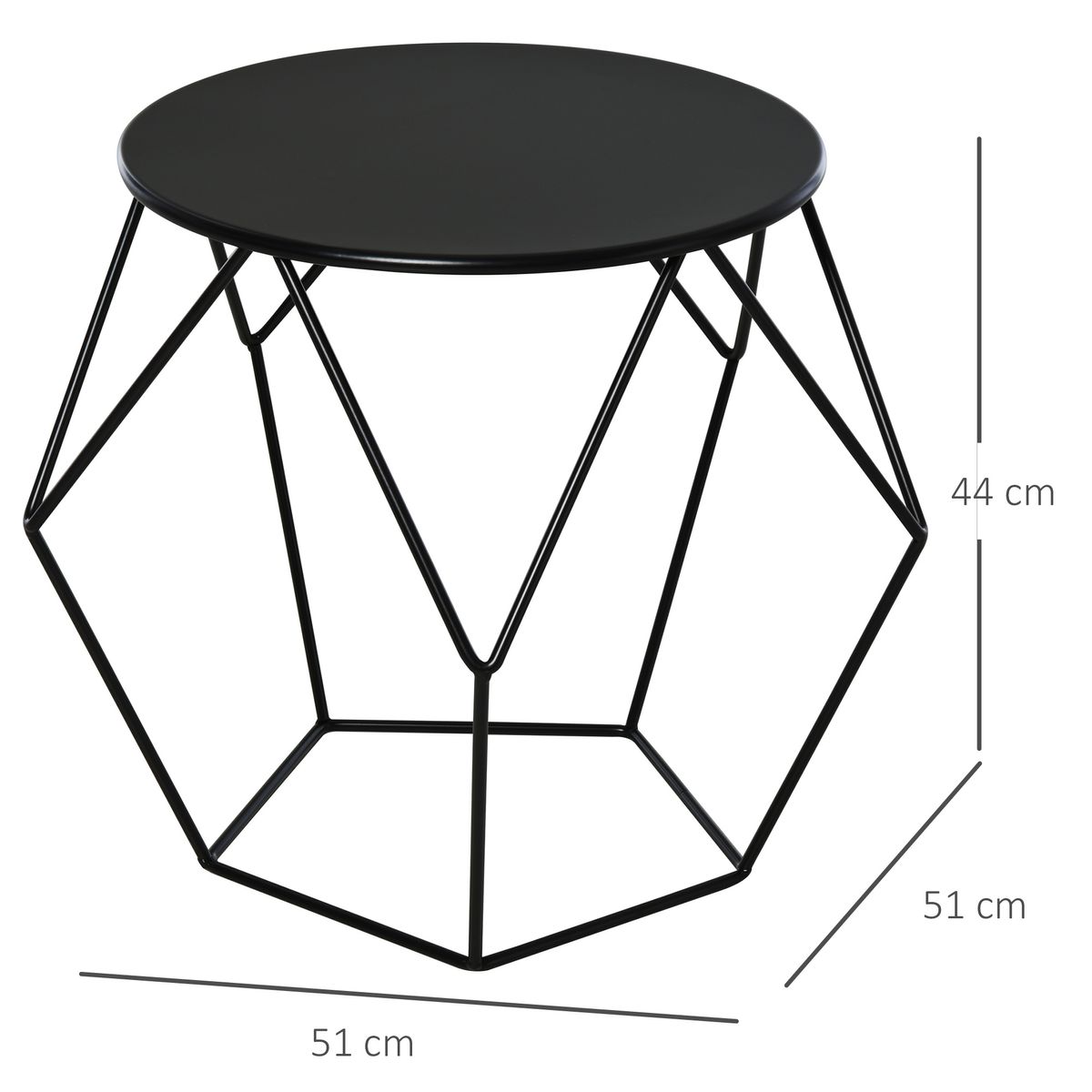 Mesa auxiliar Barita Homcom redonda negro Ø51x44 cm medidas