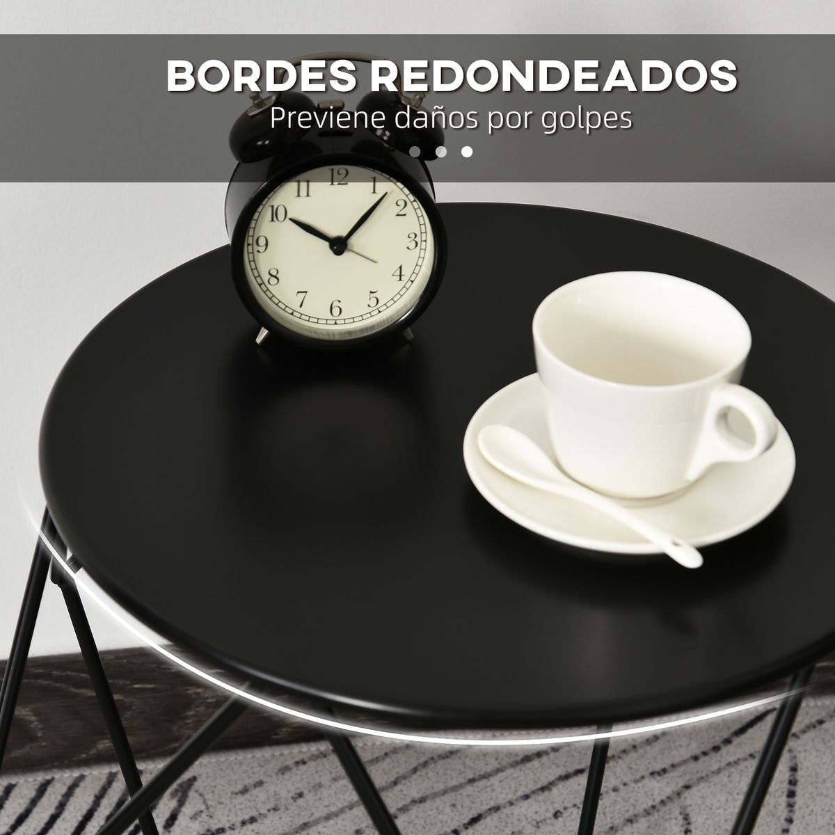 Mesa auxiliar Barita Homcom redonda negro Ø51x44 cm