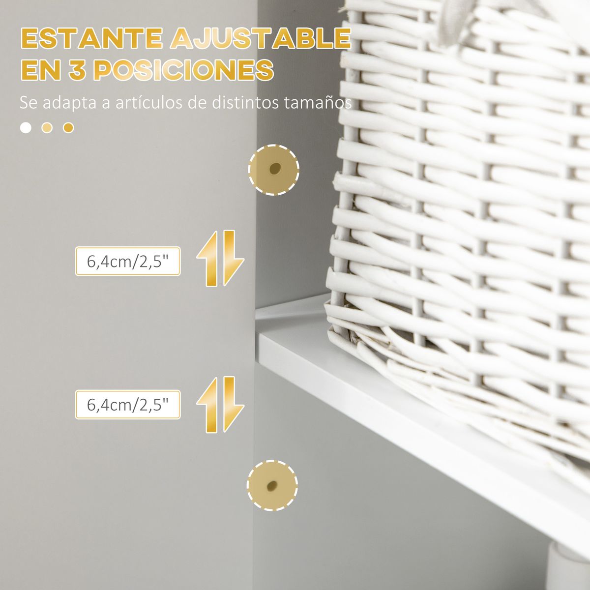 Armario auxiliar Oro Kleankin 2 armarios + compartimento blanco 170,7x30x30 cm