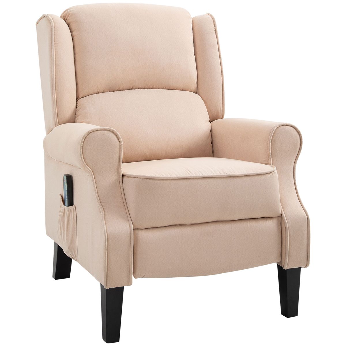 Sillón de masaje Madreselva Homcom reclinable con mando a distancia crema 101x78x83-153 cm fondo blanco