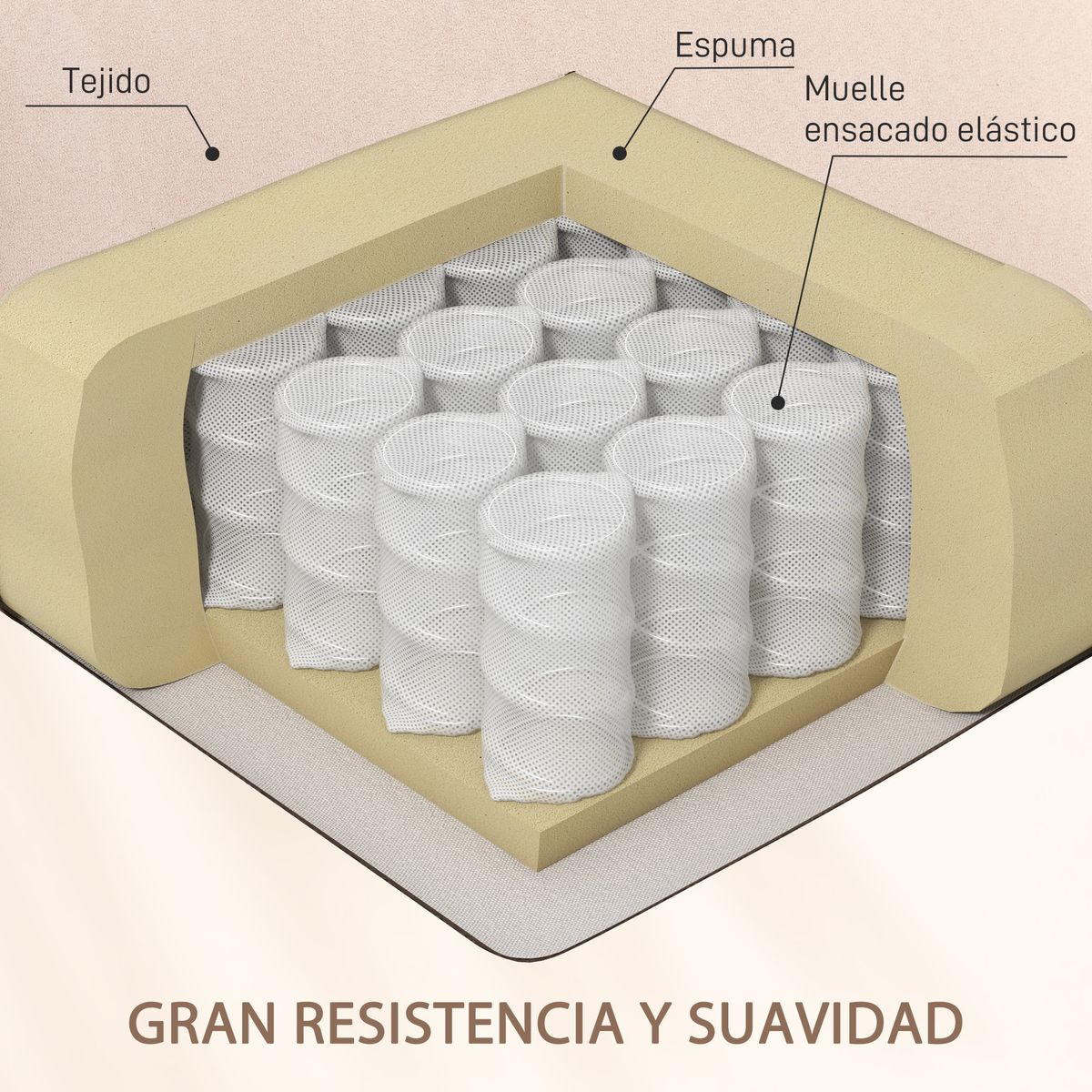 Sillón de masaje Madreselva Homcom reclinable con mando a distancia crema 101x78x83-153 cm