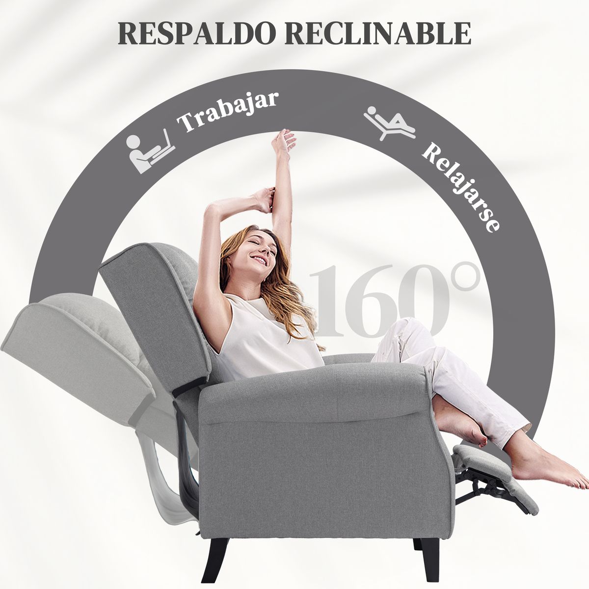 Sillón relax Petite Homcom reclinable gris 102x77x88 cm