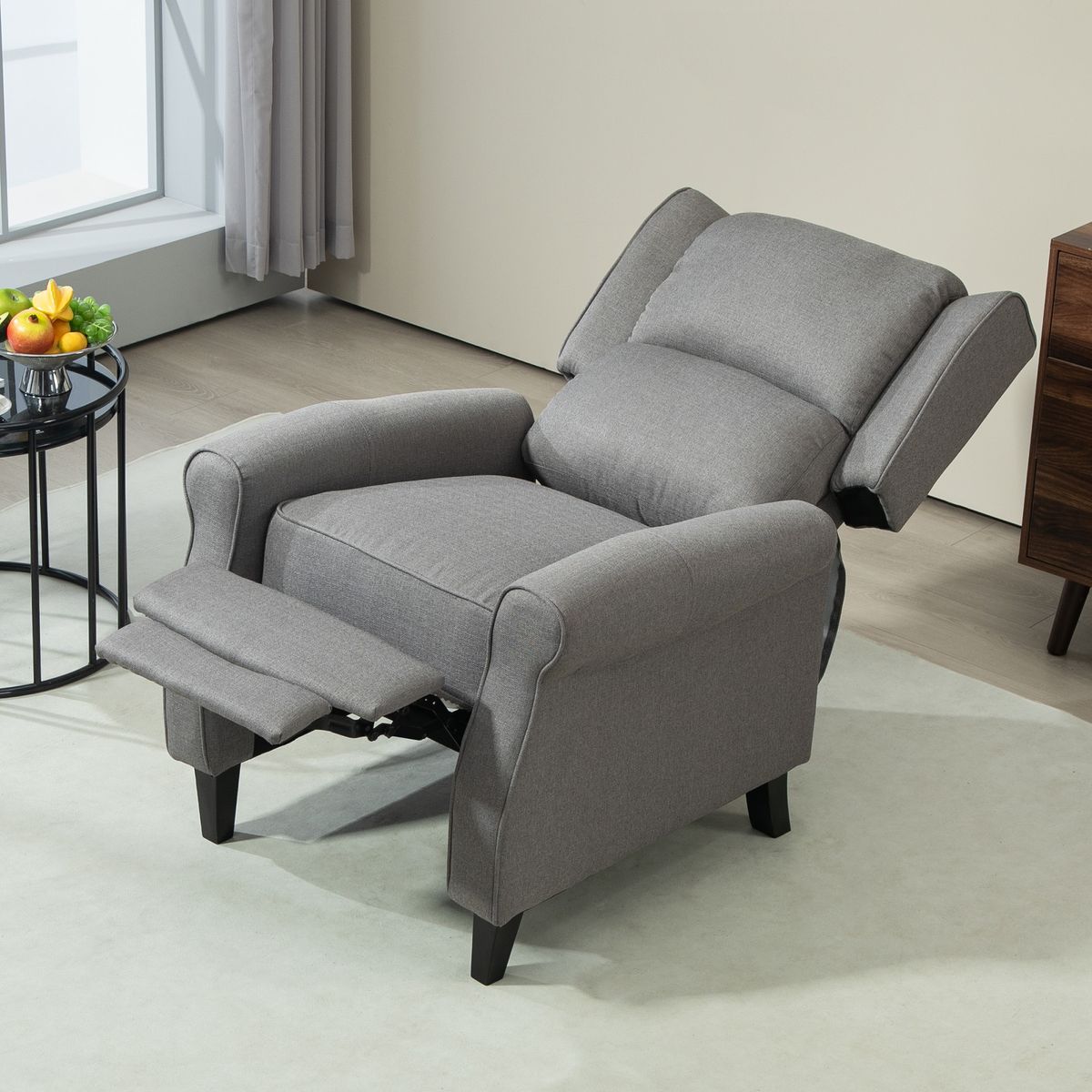 Sillón relax Petite Homcom reclinable gris 102x77x88 cm ambientada