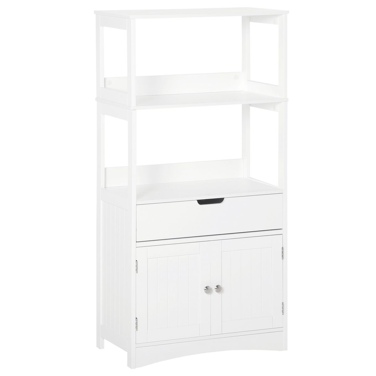 Armario auxiliar Olivo Kleankin 3 estantes + cajón + armario blanco 122,5x60x33 cm fondo blanco