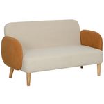 Sofá Disco Homcom 2 plazas con reposabrazos crema 76x130x74 cm fondo blanco