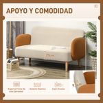 Sofá Disco Homcom 2 plazas con reposabrazos crema 76x130x74 cm