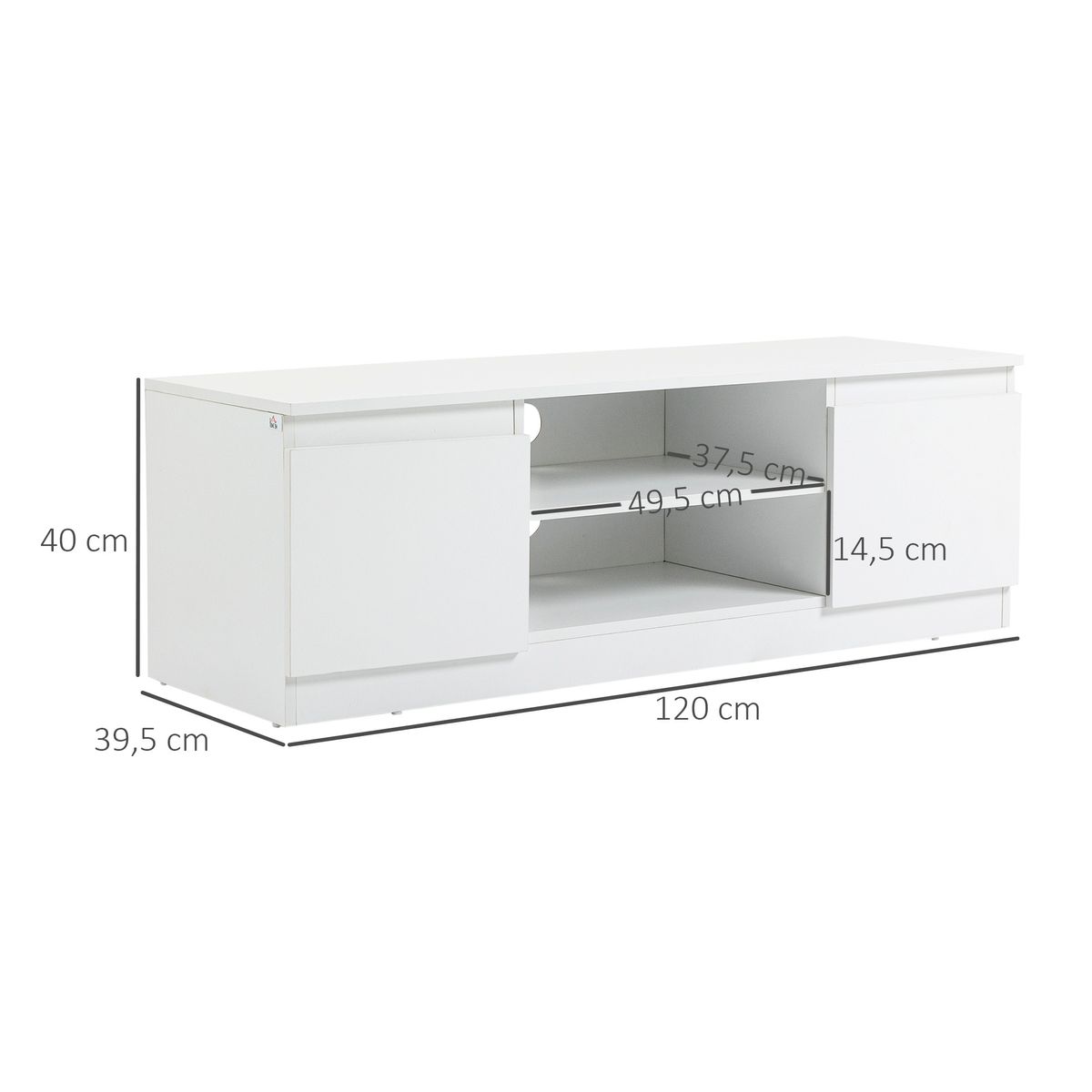 Mueble de TV Graham Homcom 2 puertas + 2 compartimentos negro 40x120x39,5 cm