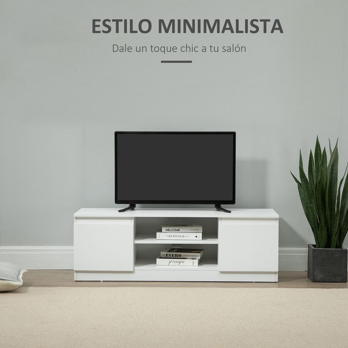 Mueble de TV Graham Homcom 2 puertas + 2 compartimentos negro 40x120x39,5 cm
