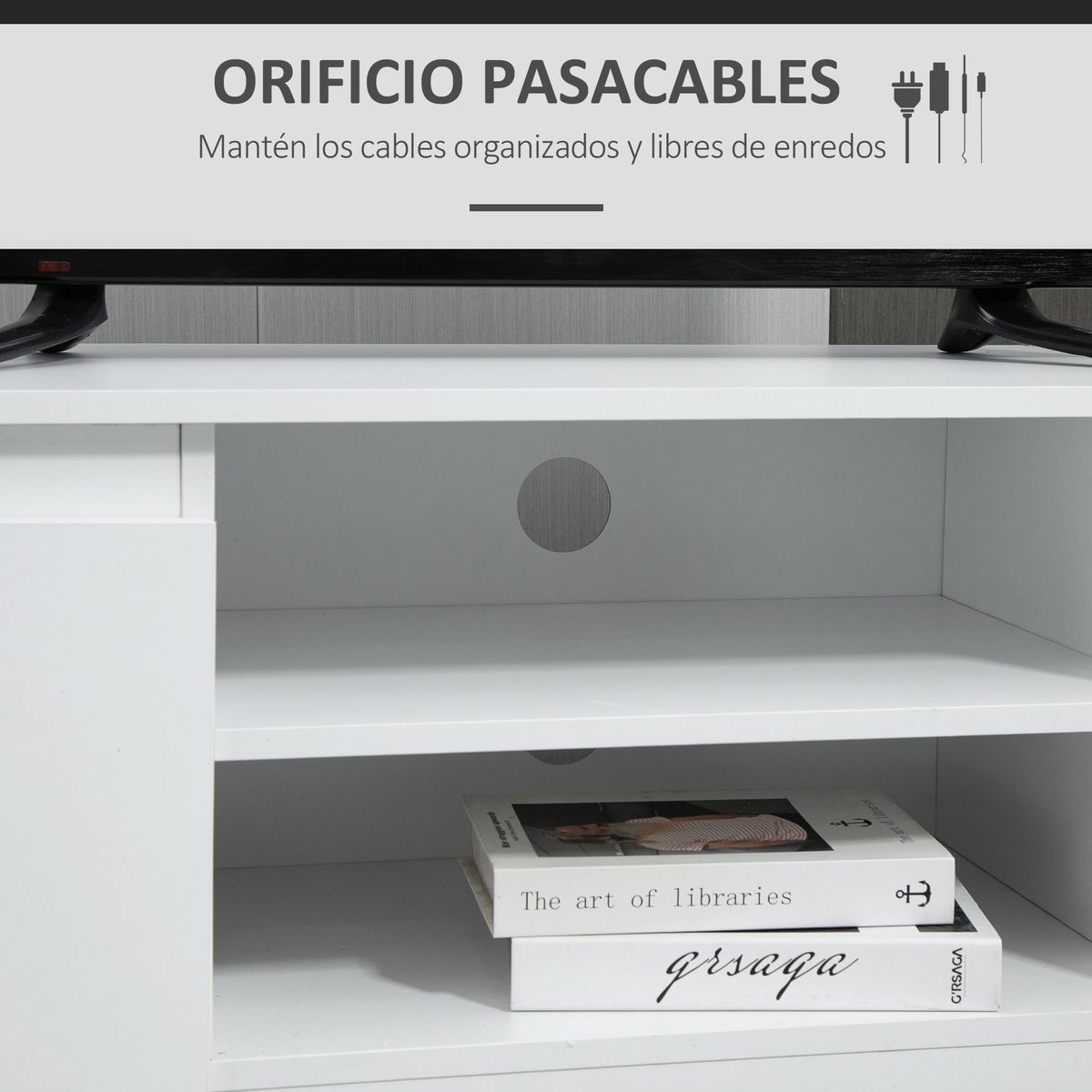 Mueble de TV Graham Homcom 2 puertas + 2 compartimentos negro 40x120x39,5 cm