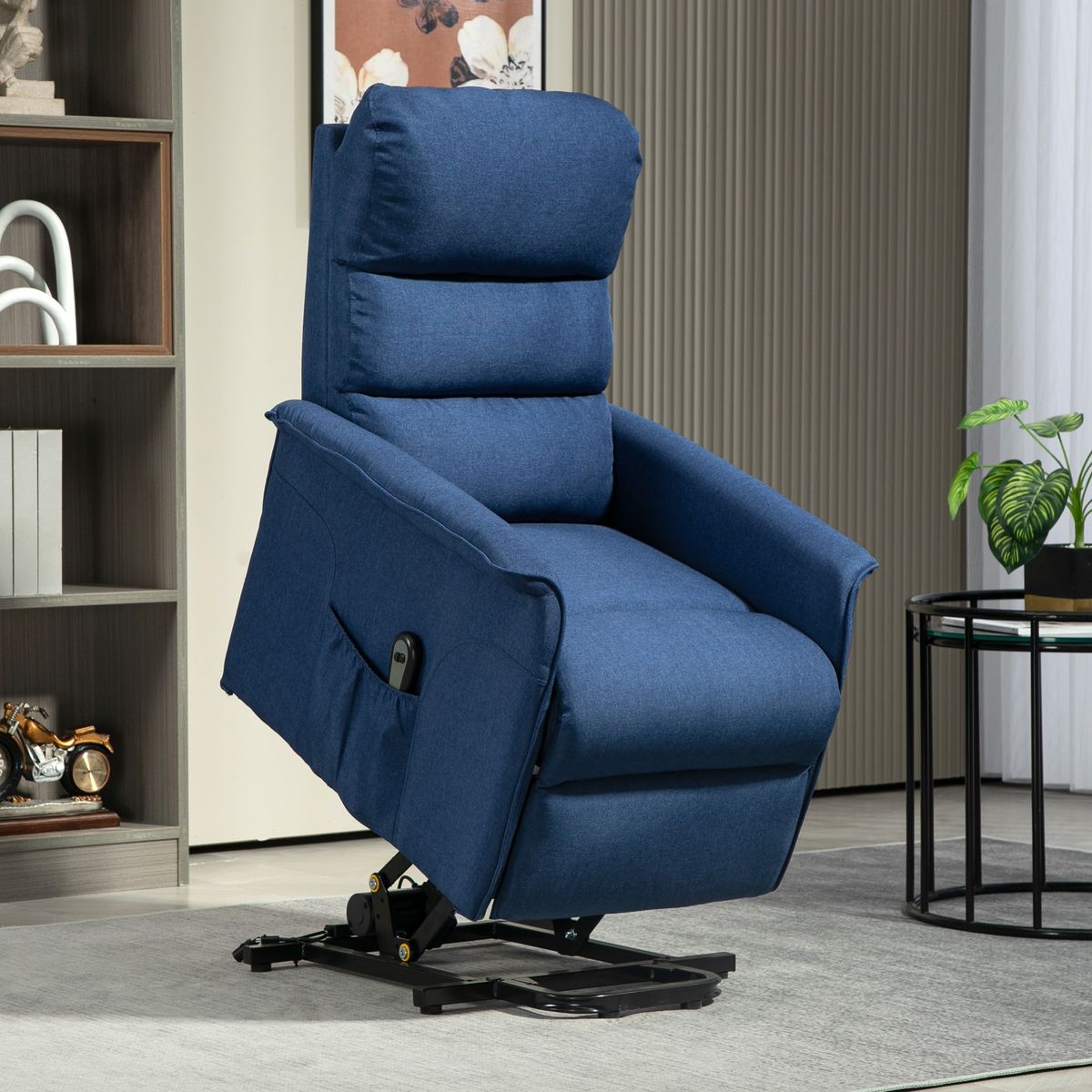 Sillón relax Marcelo reclinable sistema de elevación y mando a distancia azul 96x66x90 cm
