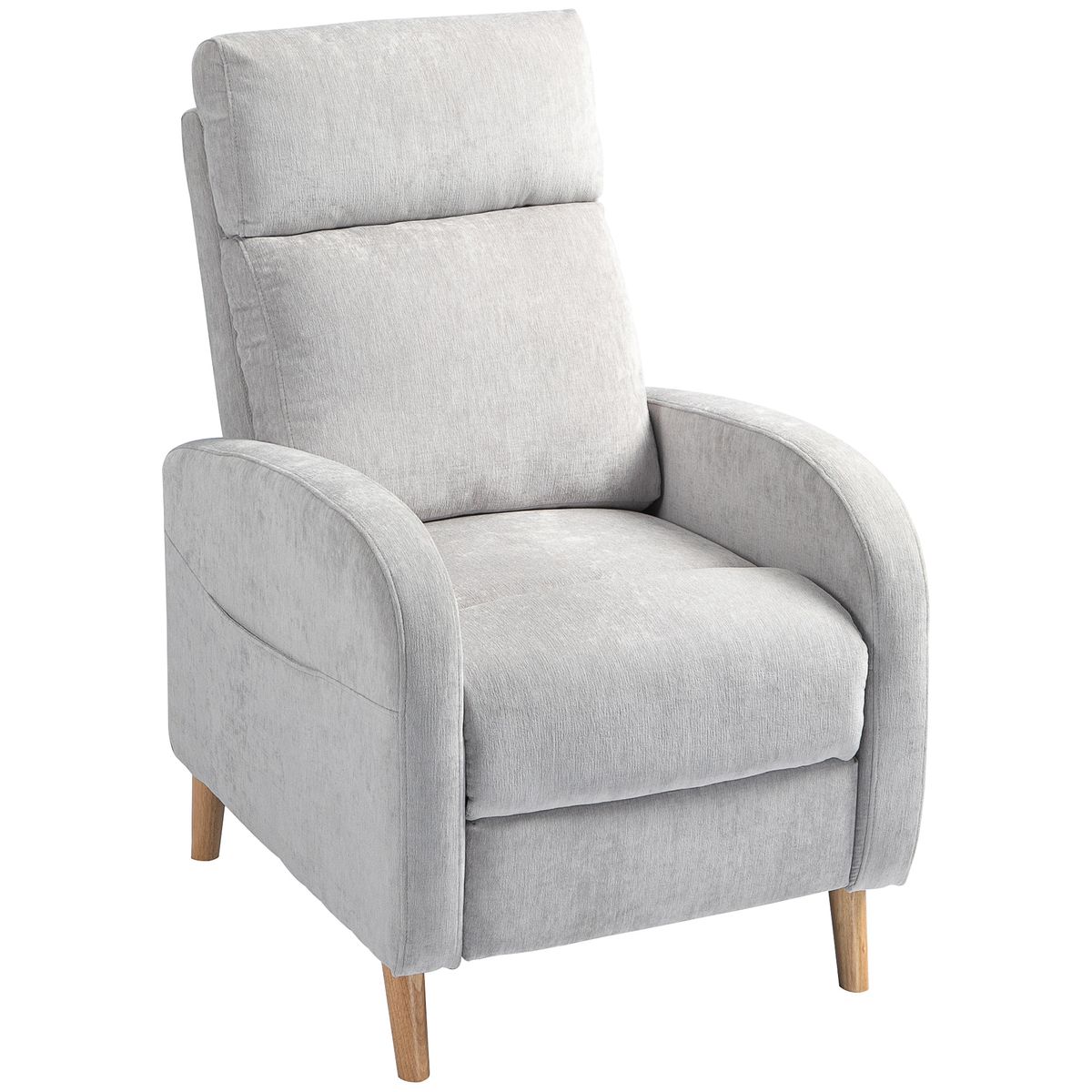 Sillón relax Leo Homcom reclinación manual + reposapiés retráctil gris 106x68x90 cm