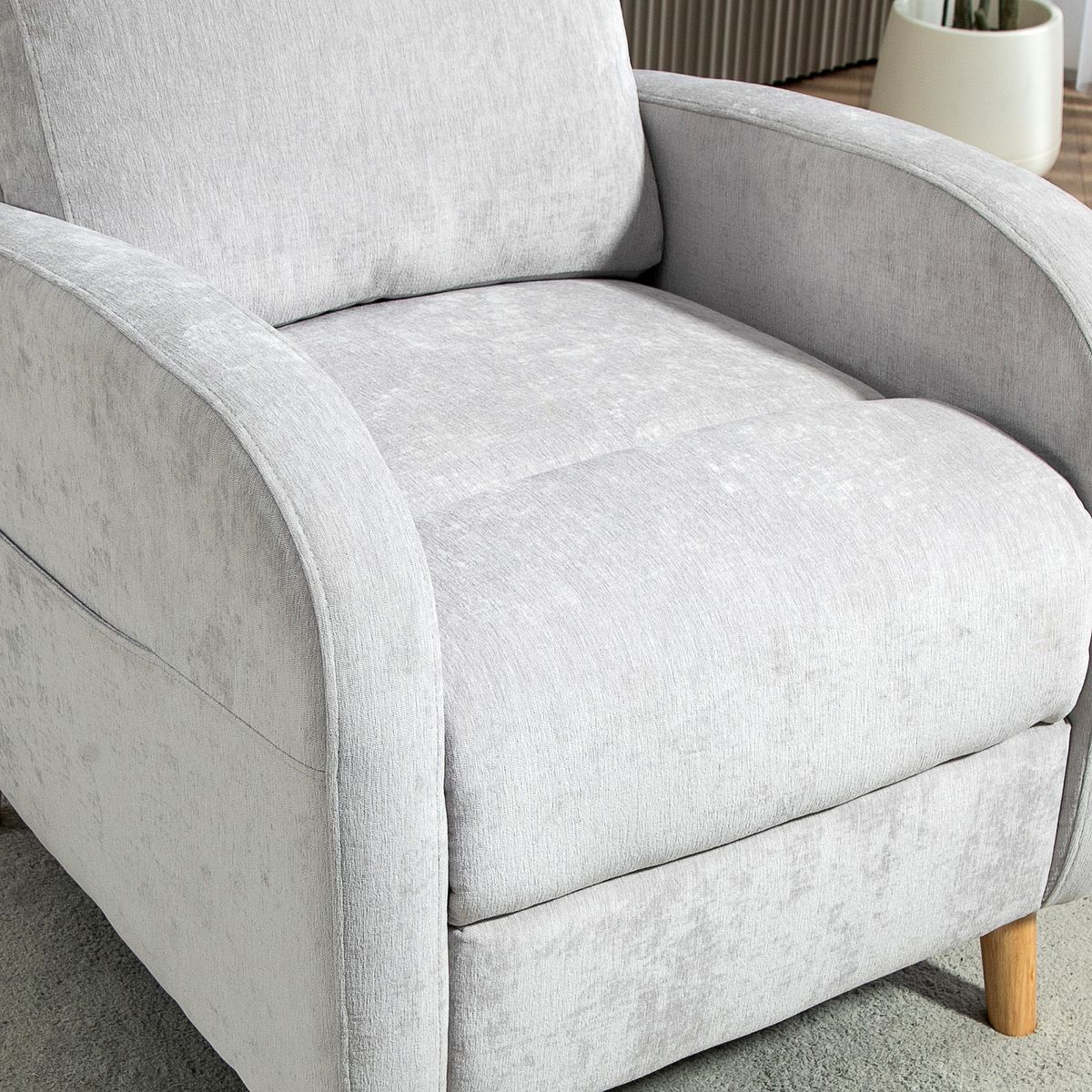 Sillón relax Leo Homcom reclinación manual + reposapiés retráctil gris 106x68x90 cm