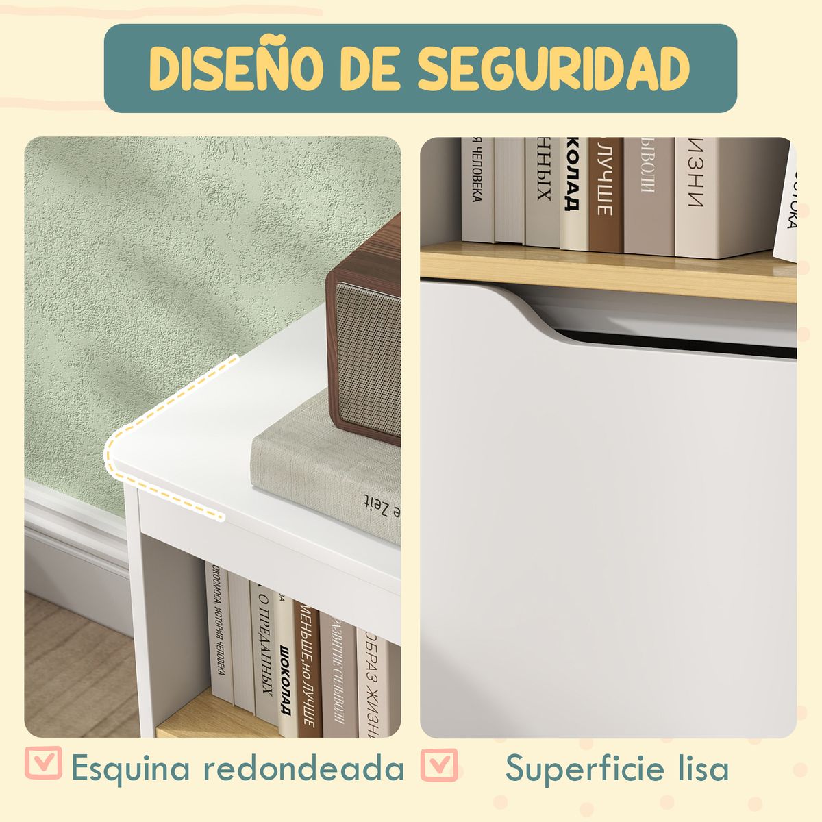 Estantería infantil Cilantro Aiyaplay compartimento + 2 cajones +3A blanco 45x80x30 cm