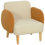 Butaca Club Homcom con reposabrazos beige 82x72x87 cm fondo blanco