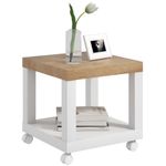 Mesa auxiliar Azucena Homcom con ruedas blanco/natural 40x40 cm fondo blanco