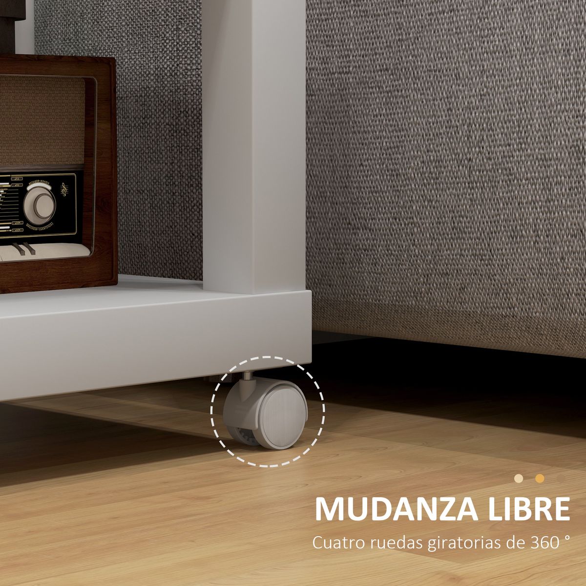 Mesa auxiliar Azucena Homcom con ruedas blanco/natural 40x40 cm