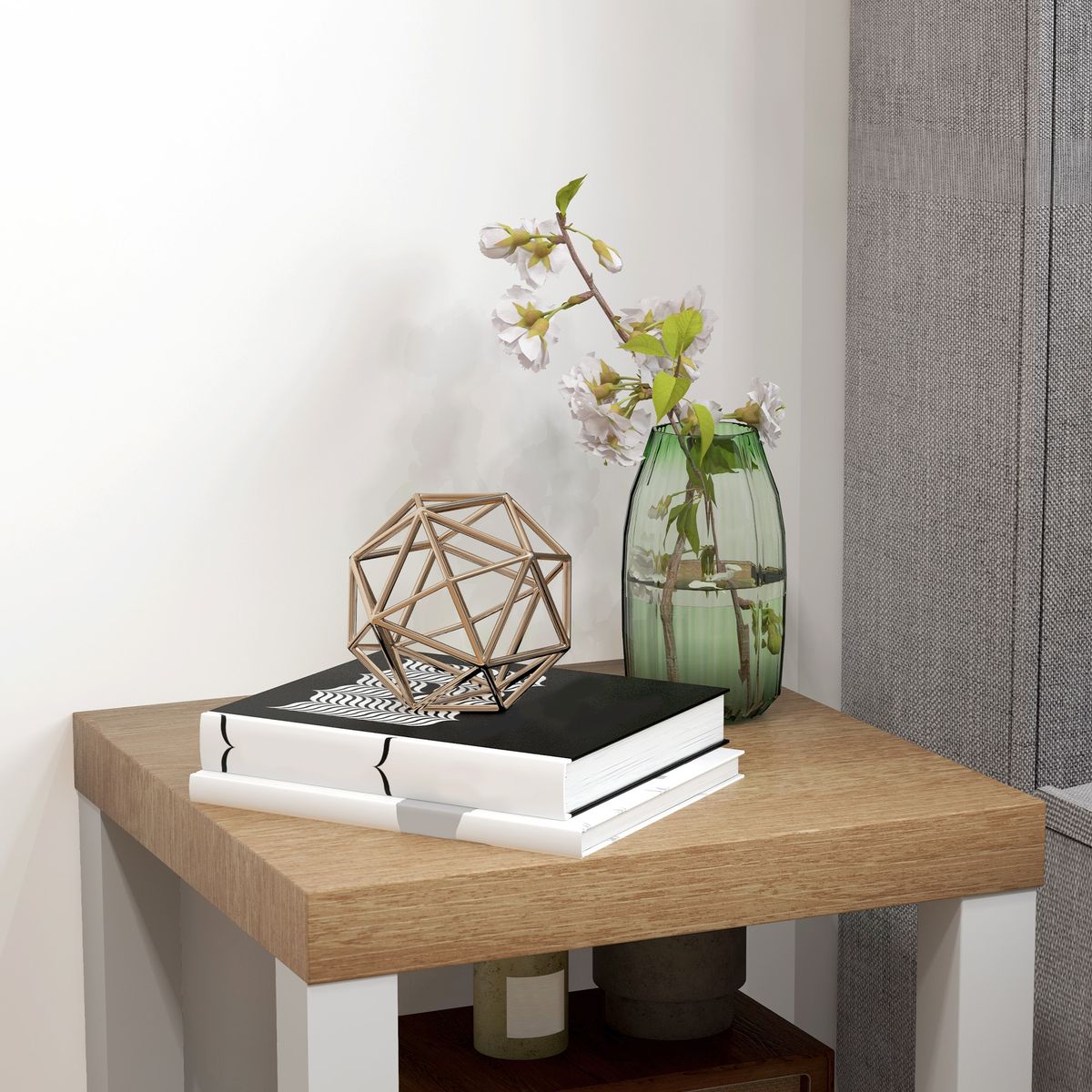 Mesa auxiliar Azucena Homcom con ruedas blanco/natural 40x40 cm
