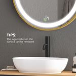 Espejo redondo Adán Kleankin con luz LED control táctil dorado Ø60x4 cm
