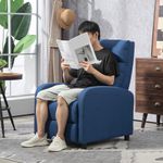 Sillón relax Gorrión Homcom reclinable con reposapiés azul 98x67x87 cm ambientada