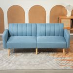 Sofá cama Zoisita Homcom 2 plazas respaldo ajustable azul claro 73x173x75 cm frontal