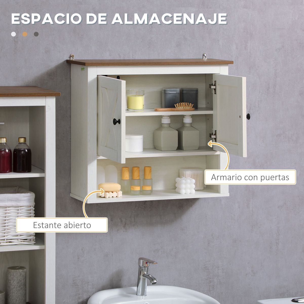 Armario auxiliar Herkimer Kleankin armario + 1 compartimento blanco 52,5x60x19,5 cm web