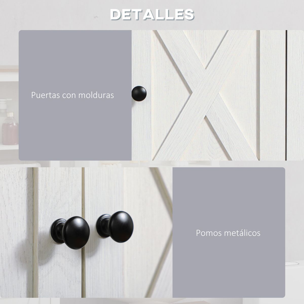Armario auxiliar Herkimer Kleankin armario + 1 compartimento blanco 52,5x60x19,5 cm detalle